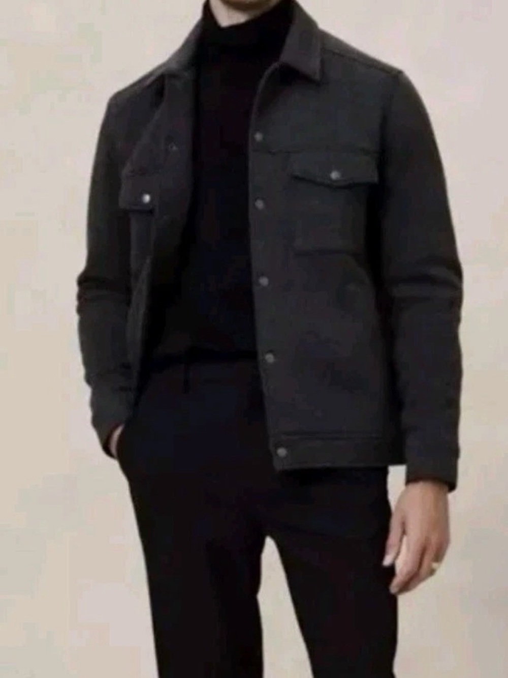 Banana Republic Men’s Scuba Shirt Jacket in Charcoal XXL